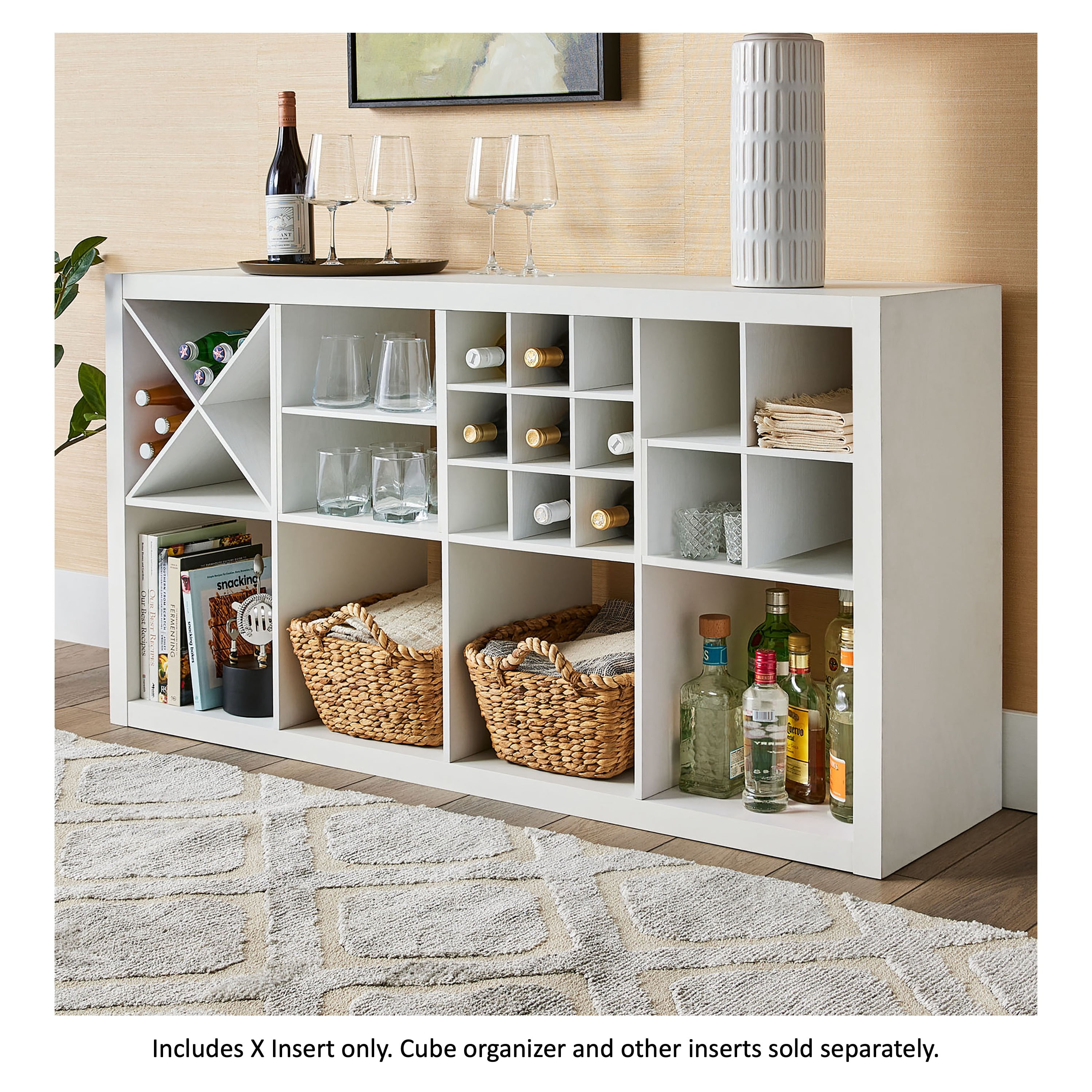 (2 pack) Better Homes & Gardens X Shelf Insert for Cube Organizers, White Texture