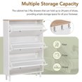 thumbnail image 6 of Shoe Cabinet with 3 Flip Drawers,Wooden Grain Pattern Top Entryway Organizer with 3 Hooks,Free Standing Shoe Rack with Adjustable Panel for Hallway,White, 6 of 9