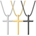 thumbnail image 2 of 14K gold plating Cross Necklace for Men, Silver/Black/Gold/Stainless Steel Cross Pendant Necklace for Men Box Chain Circumference 27.5 Inch, 2 of 8
