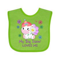 Inktastic My Big Sister Loves Me- Cute Unicorn Boys or Girls Baby Bib