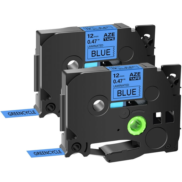 GREENCYCLE 2PK Compatible for Brother P-touch Black on Blue 12mm TZ TZe TZe-531 TZ-531 TZe531 TZ531 Laminated Label Tape use in PT-2030 PT-1010 Label ...