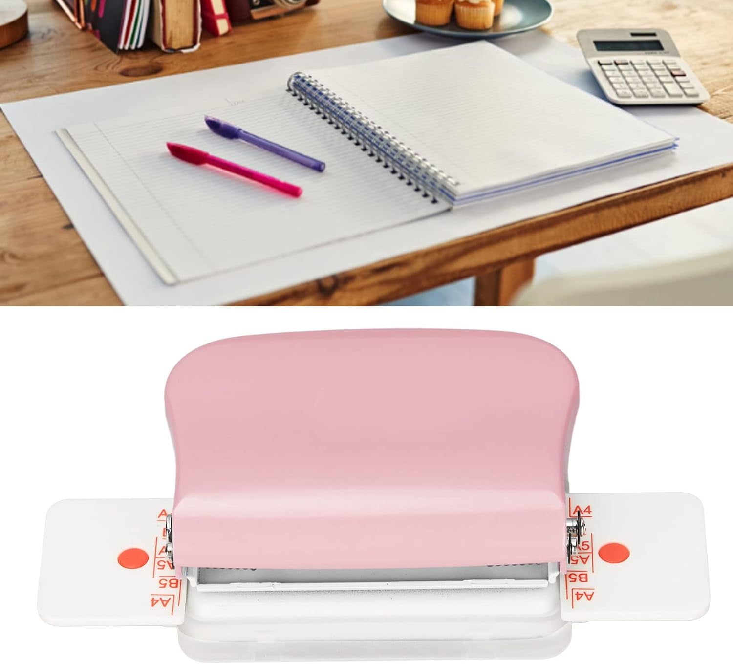 ABCISI Binding Machines, Mini Manual Multipurpose 6 Holes Cinch Book Binding Machine, Coil Binding Machine for Home Office(Pink)