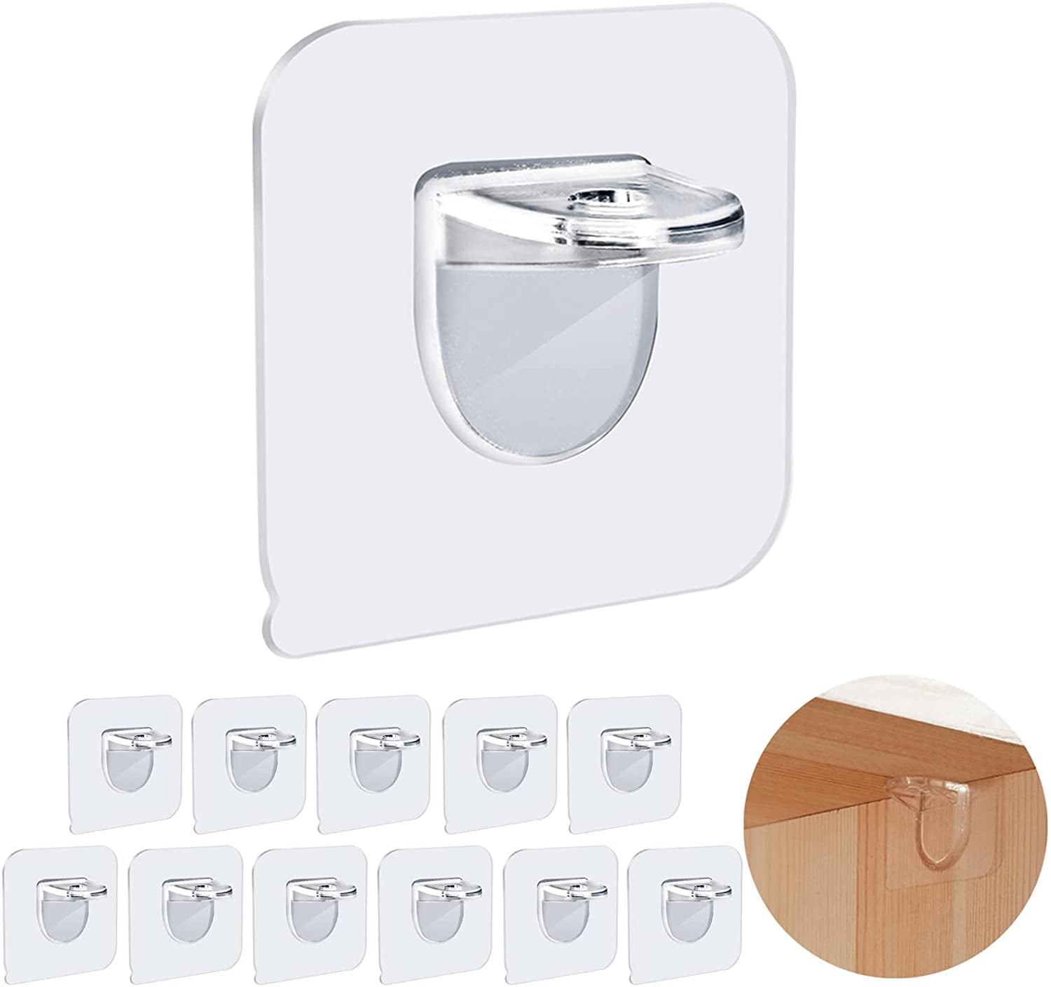 12 Pack Closet Shelf Bracket, Adhesive Shelf Support Peg