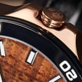 thumbnail image 3 of ''The Castaway'' Hawaiian Koa Wood Watch (47 mm Diameter, Copper and Leather Band), 3 of 5