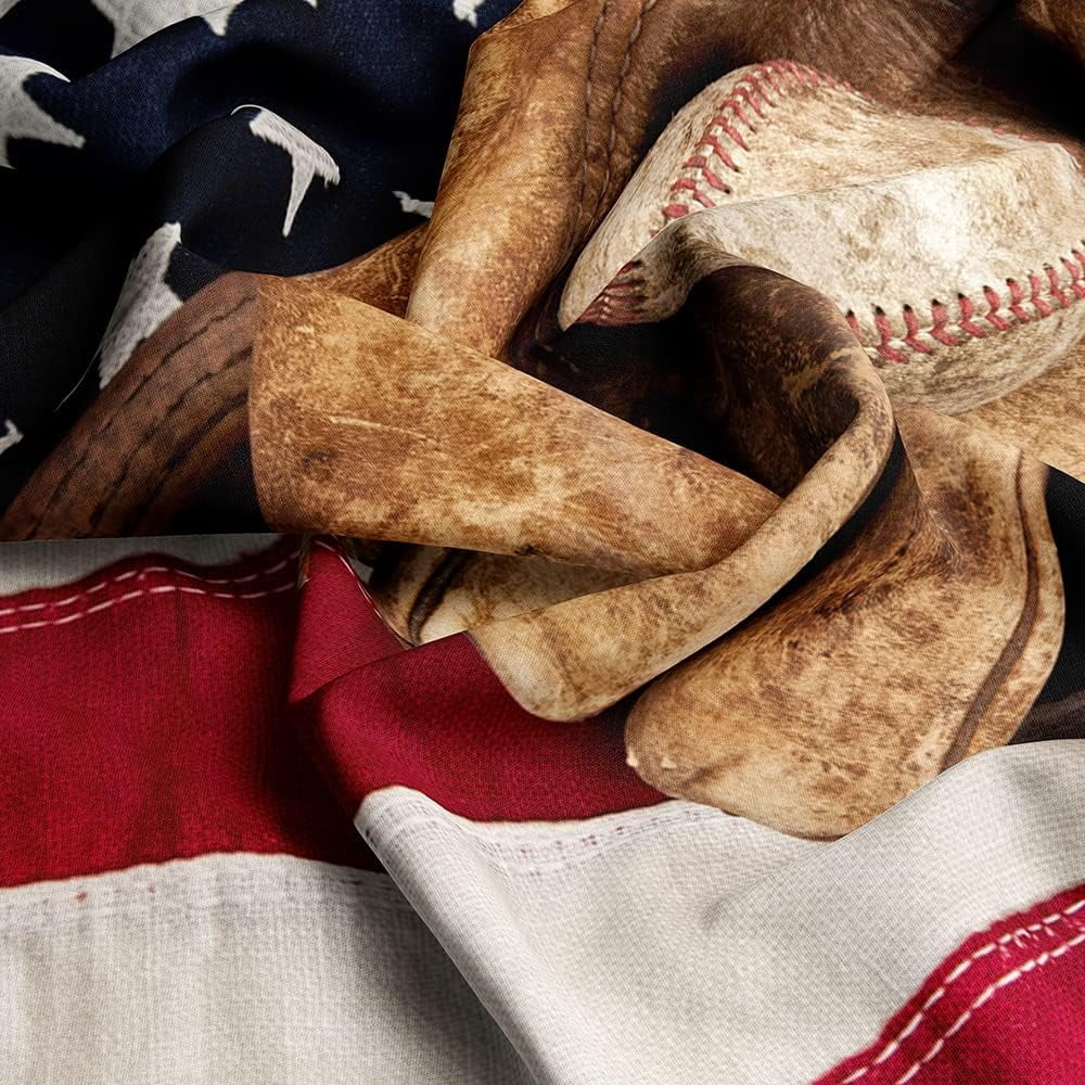 Vichonne 3D American Flag Baseball Comforter Sets Full Size Boys Sports Bedding