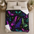 thumbnail image 5 of Cartoon Bats Neon Moons Stars Magical Space Scene, Cozy Friendship Quote Scene, Warm Flannel Blanket for Living Room and Reading Nook, Art Lovers Friendship Gift, Fantasy Home Decor, 5 of 9
