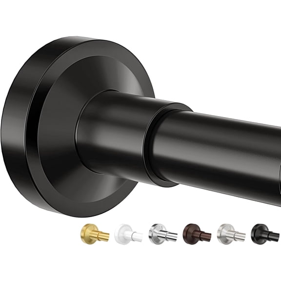 Shower Curtain Rod 32-75 Inch,Adjustable Spring Tension Stainless Steel Telescoping No Drill Rod for Bathroom,No Slip, No Rust,Black