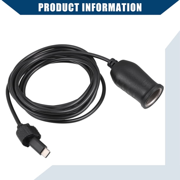9v cigarette lighter adapter Unique Bargains 9V 304cm Cigarette Lighter Adapter USB Type C Cigarette Lighter Converter Cable for Car RV Black