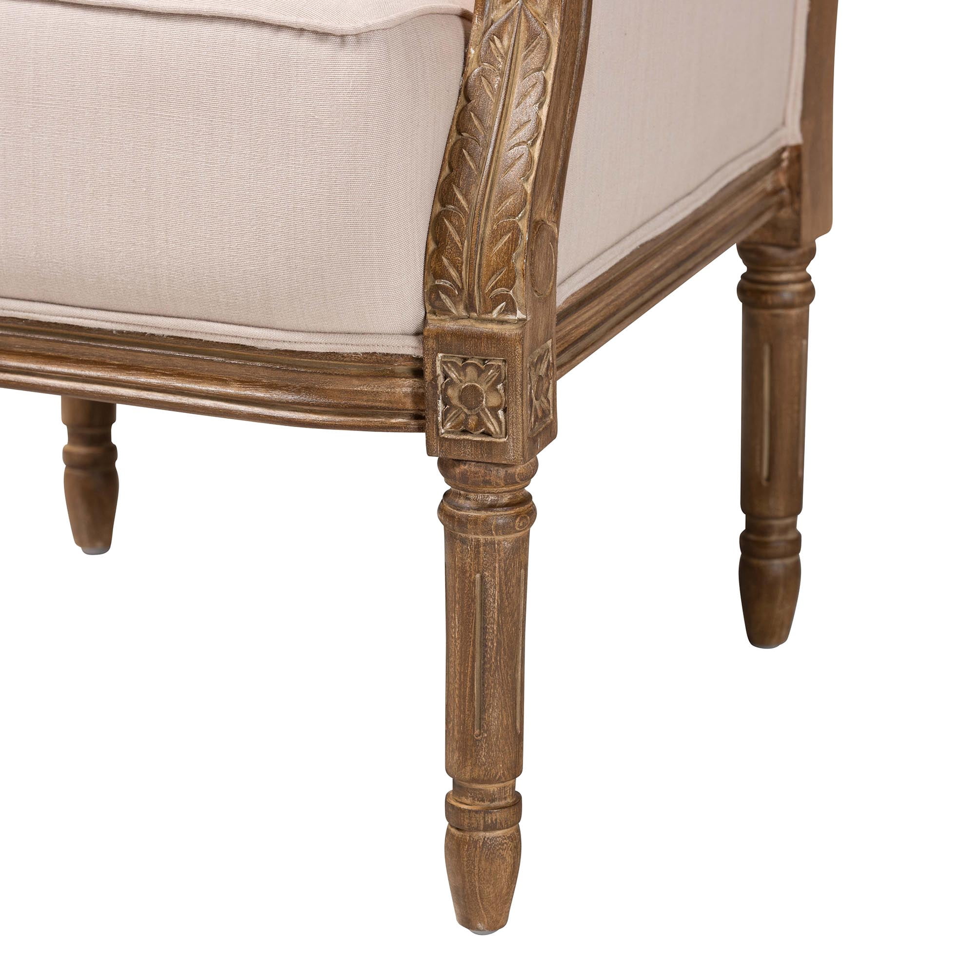Baxton Studio Chavanon Accent Chair in Light Beige and Brown