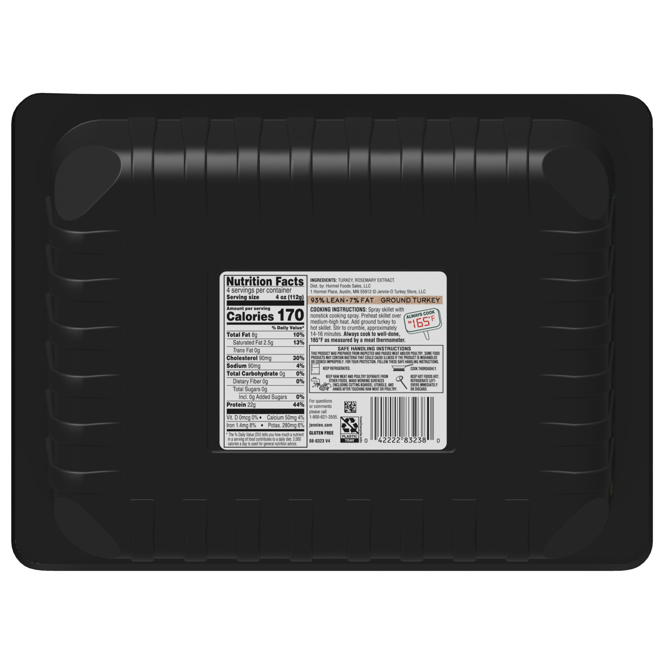 JENNIE-O All Natural Ground Turkey, 93/7%, Tray, 1 Pound, 22 Grams of Protein per Serving