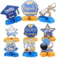 thumbnail image 3 of IDEANATEGRATE Honeycomb Centerpiece 9pcs for Graduations Sky-Blue Gold Paper Party Atmosphere 7.5x7.5x18cm, 3 of 8