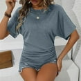 thumbnail image 6 of Giftesty Short Sleeved Solid Color Casual Loose Fitting Women's Plus Size Top, 6 of 6