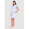 thumbnail image 2 of Women's Pinstripe Tiered Ruffle Sleeve Shirt Dress, 2 of 3