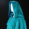 thumbnail image 6 of Xfvqtps Unisex Long Patchwork Hooded Rhinestone Decoration Solid Color Casual Party Retro Masquerade Robe Gothic Cloak Stage Outfit Sky Blue, 6 of 8