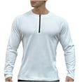 thumbnail image 1 of pstuiky camisa de manga larga para hombre, Camisa blusa de cuello redondo con cremallera de color liso para hombre tops de invierno para hombre xl, 1 of 4