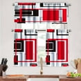 thumbnail image 1 of Red Kitchen Curtains Tiers and Valances Set 3 Piece for Windows Grey and Black Kitchen Window Curtains Set,Geometric Modern Art Valances for Living Room(36" Tiers Set), 1 of 1