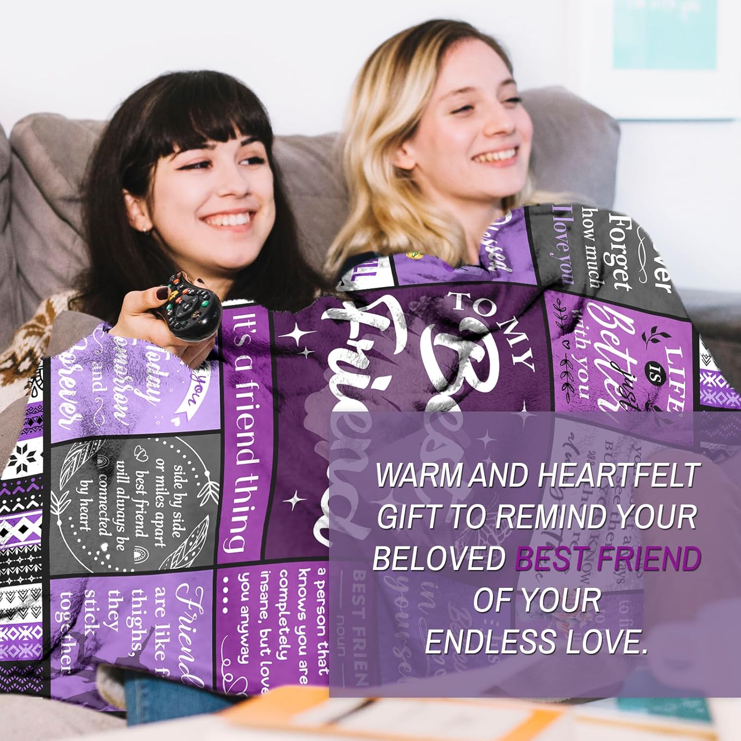 Best Friend Blanket Gifts, Best Friend Birthday Gifts for Women - Friendship Gift to My Best Friends, Bestie, Soul Sister, Long Distance Blanket Present