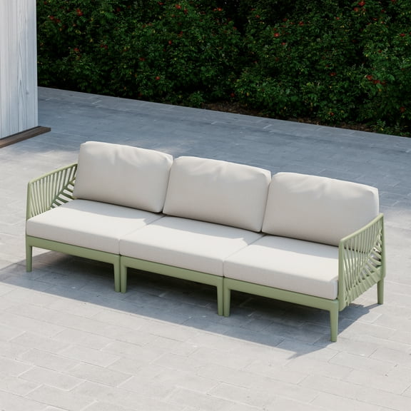 WestinTrends Playa Modern Polypropylene Resin 3 Seat Outdoor Patio Sofa, Green