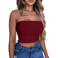 thumbnail image 4 of Women Strapless Top Sleeveless Crop Top Elastic Boob Bandeau Tube Tops Shirt, 4 of 6