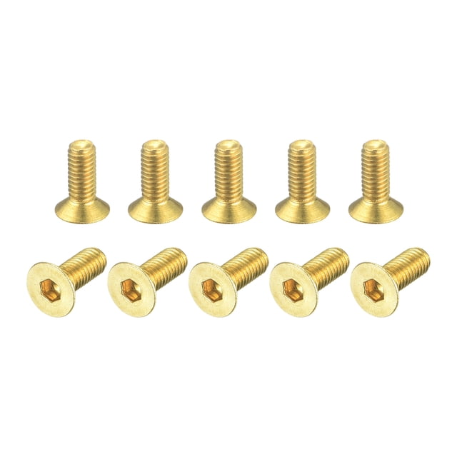 Flat Head Socket Cap Screws, M3-0.5x8mm Brass Inner Hex Drive Fasteners Bolts 12Pack