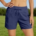 thumbnail image 2 of PWPSG Women's High Waist Drawstring Quick Dry Side Split Athletic Shorts, Zipper Pockets for Yoga Workout Daily Commute Blue XXL, 2 of 8