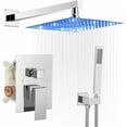 thumbnail image 2 of 12" LED Chrome Shower Faucet System Set Square Shower Head W/Handheld Mixer Tap, 2 of 13