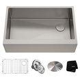 thumbnail image 1 of KRAUS 33 x 21 Pouces Standart PRO™ Style Ferme Moderne Tablier Plat devant Calibre 16 Bol Simple Acier Inoxydable Évier de Cuisine, 1 of 17