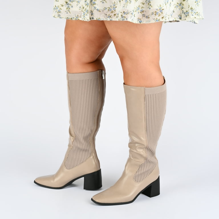 Journee Collection Womens Winny Tru Comfort Foam Extra Wide Calf Stacked  Heel Knee High Boots 
