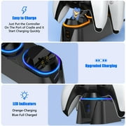 PS5 Controller Charger, Dual Controller Charging Station for Playstation 5 Dualsense, PS5 Charging Station with LED Indicator/Fast Charging Cable (Black)