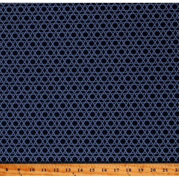 Cotton Hanukkah Nights Stars of David Winter Seasonal Mosaic Blue Cotton Fabric Print by the Yard (C13432-BLUE)