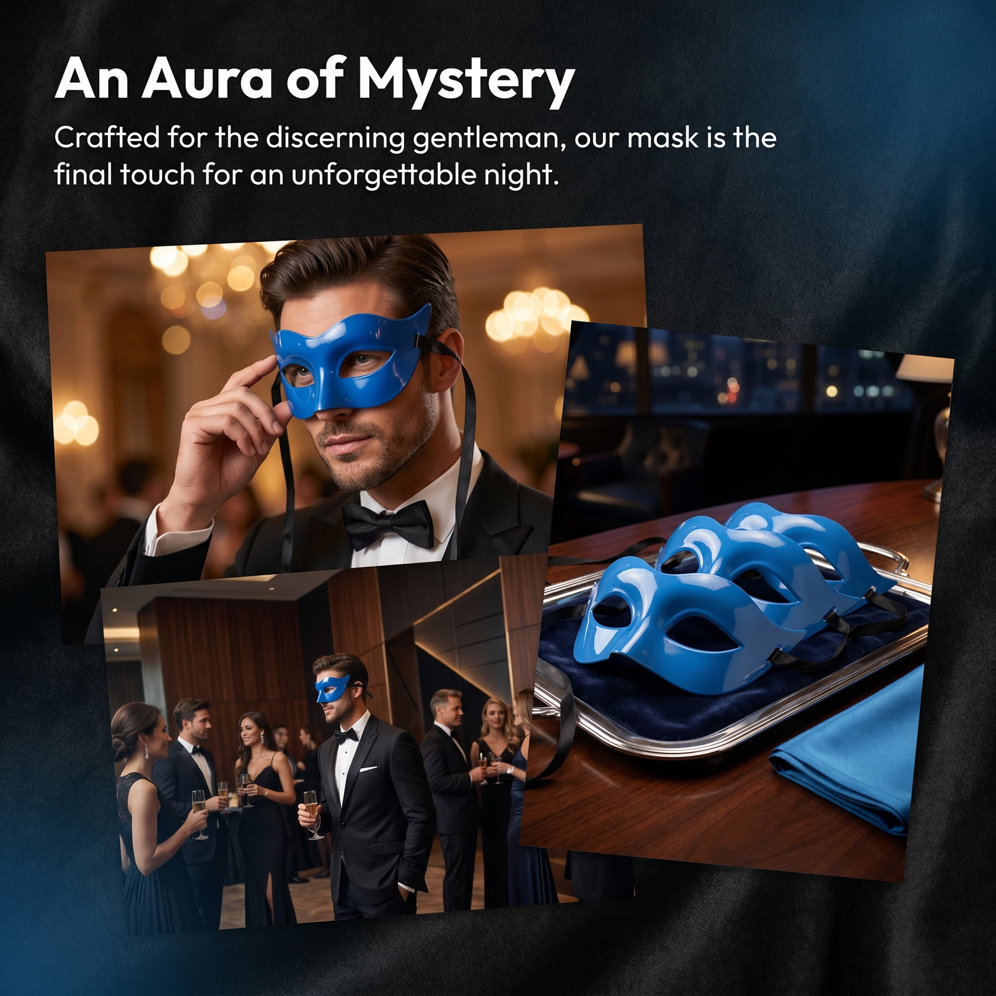 Unique Bargains 6-Pack Venetian Half Face Masks Set for Halloween Party Blue 7.1" x 3.1"