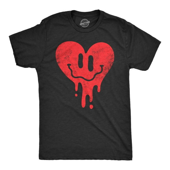 Mens Dripping Heart Face T Shirt Funny Valentines Day Melting Hearts Joke Tee for Guys Graphic Tees