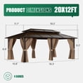 thumbnail image 6 of Clouddwell 12'x20' Hardtop Gazebo - Polycarbonate Double Roof with Netting & Curtains for Patio, Garden Sun Protection,Brown, 6 of 7
