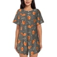thumbnail image 1 of Balery cute fall fox leaf Conjunto de Pijama para Mujer con Estampado, Dos Piezas de Manga Corta y Shorts, Ropa de Dormir Suave con Cuello Redondo y Bolsillos-4X-Large, 1 of 6
