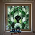 thumbnail image 6 of 20 Inch Green Fan-Shaped Stained Glass Window Film, Art Deco Static Cling Privacy Decal, No-Adhesive Window Sticker Home Decor for Bathroom Kitchen Sliding Doors, 6 of 6