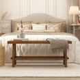 thumbnail image 3 of 43.3'' Farmhouse Solid Wood Bench, Narrow Seating Bench with Shelf for Entryway, Living Room, Indoor and Outdoor, 3 of 7