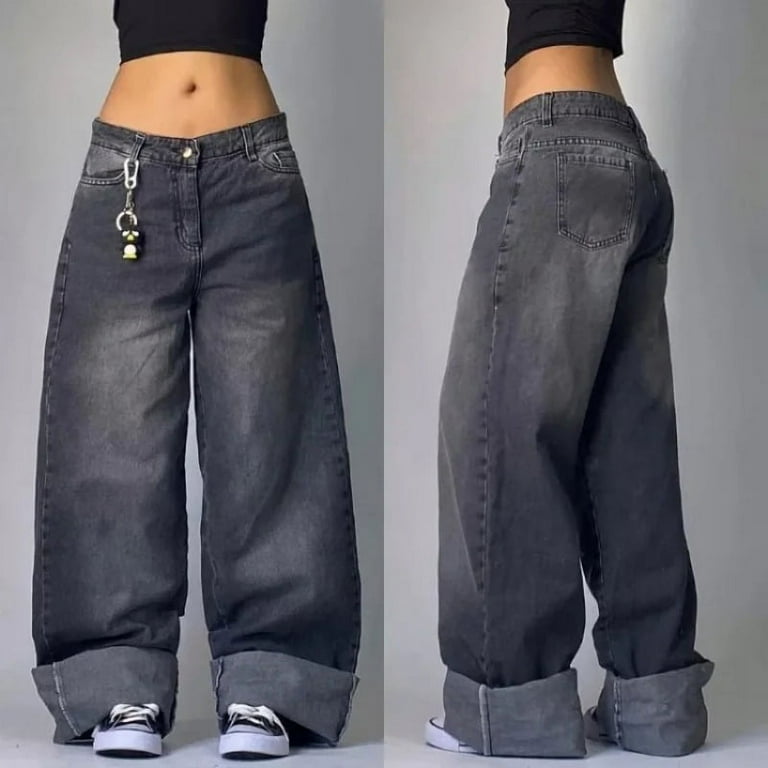 Fashion Harajuku Big Pocket Washed Solid Color Baggy Jeans Fashion Harajuku Big Pocket Washed Solid Color Baggy Jeans
