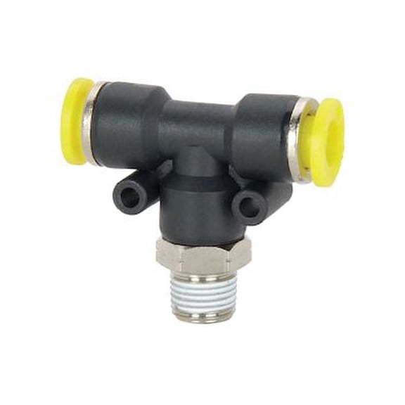 JEGS CO2 Quick Push Fitting Branch Tee 1/8" NPT x 1/4" Tube Plastic Resin Body