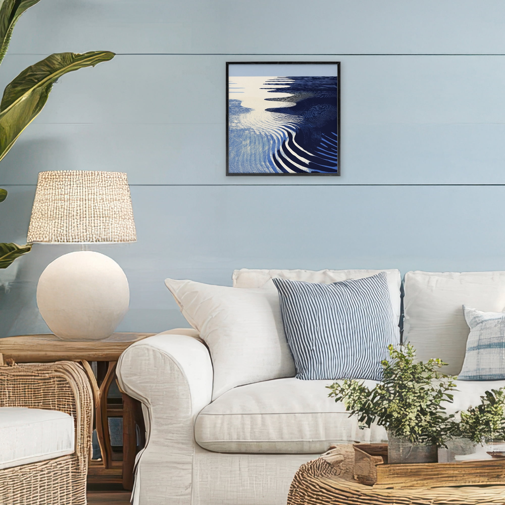 Stupell Industries Abstract Cobalt Ripples Black Framed Giclee Art, design by Walker Noble