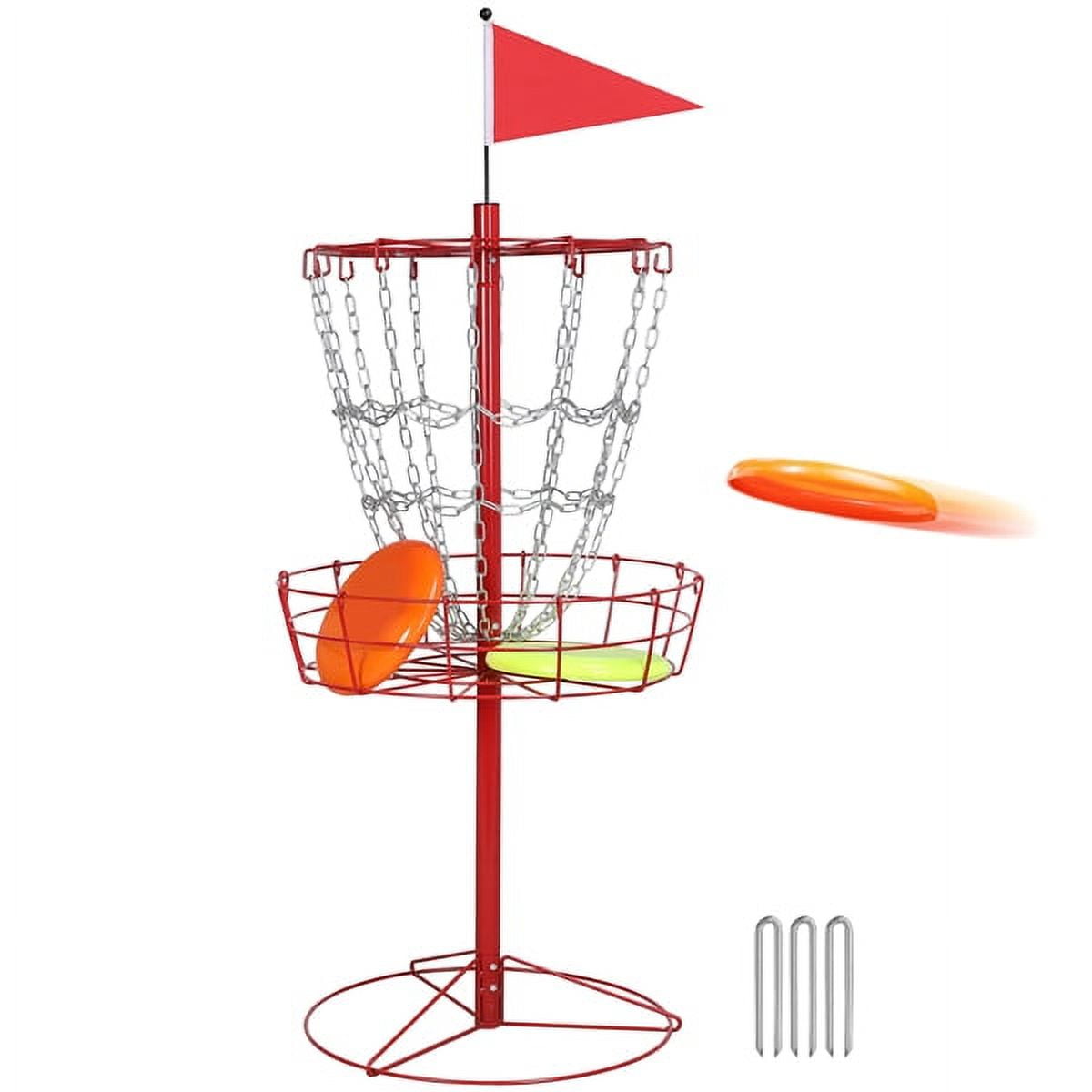 Alden Design 12-Chain steel Disc Golf Goal for Target Practice, Red