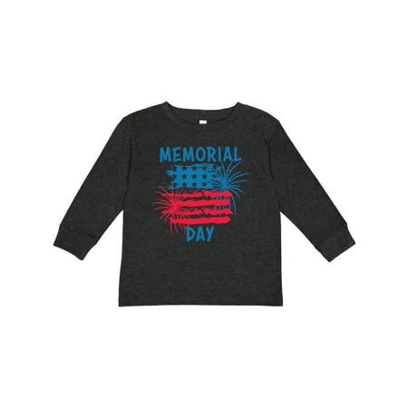 

Inktastic Memorial Day Distressed American Flag with Fireworks Gift Toddler Boy or Toddler Girl Long Sleeve T-Shirt