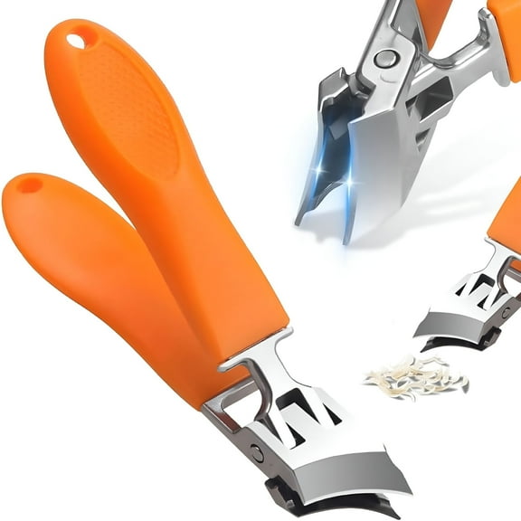 FACEGA Wide Jaw Opening Anti-Splash Slanted Nail Clipper, Ultra Sharp Large Slanted Stainless Steel Toe Nails Clippers Long Handle Curved Blade for Thick Nails (1pc)