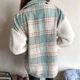 thumbnail image 4 of Chaqueta de Franela Abotonada de para Mujer, con Solapa Afelpada, Larga, Blusa A Cuadros, Otoño Verde XL, 4 of 6