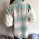 thumbnail image 4 of Chaqueta de Franela Abotonada de para Mujer, con Solapa Afelpada, Larga, Blusa A Cuadros, Otoño Verde M, 4 of 6