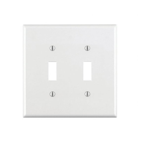 1 Pc, Leviton White 2 Gang Thermoplastic Nylon Toggle Wall Plate 1 Pk