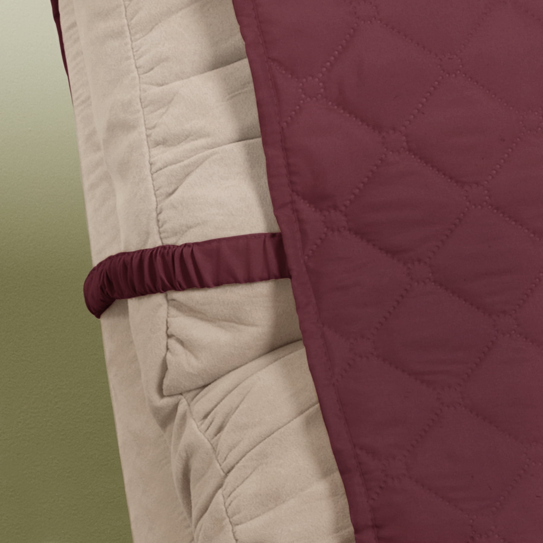 Innovative Textile Solutions 1-Piece Claremont Ruffled Loveseat Furniture Cover, Burgundy
