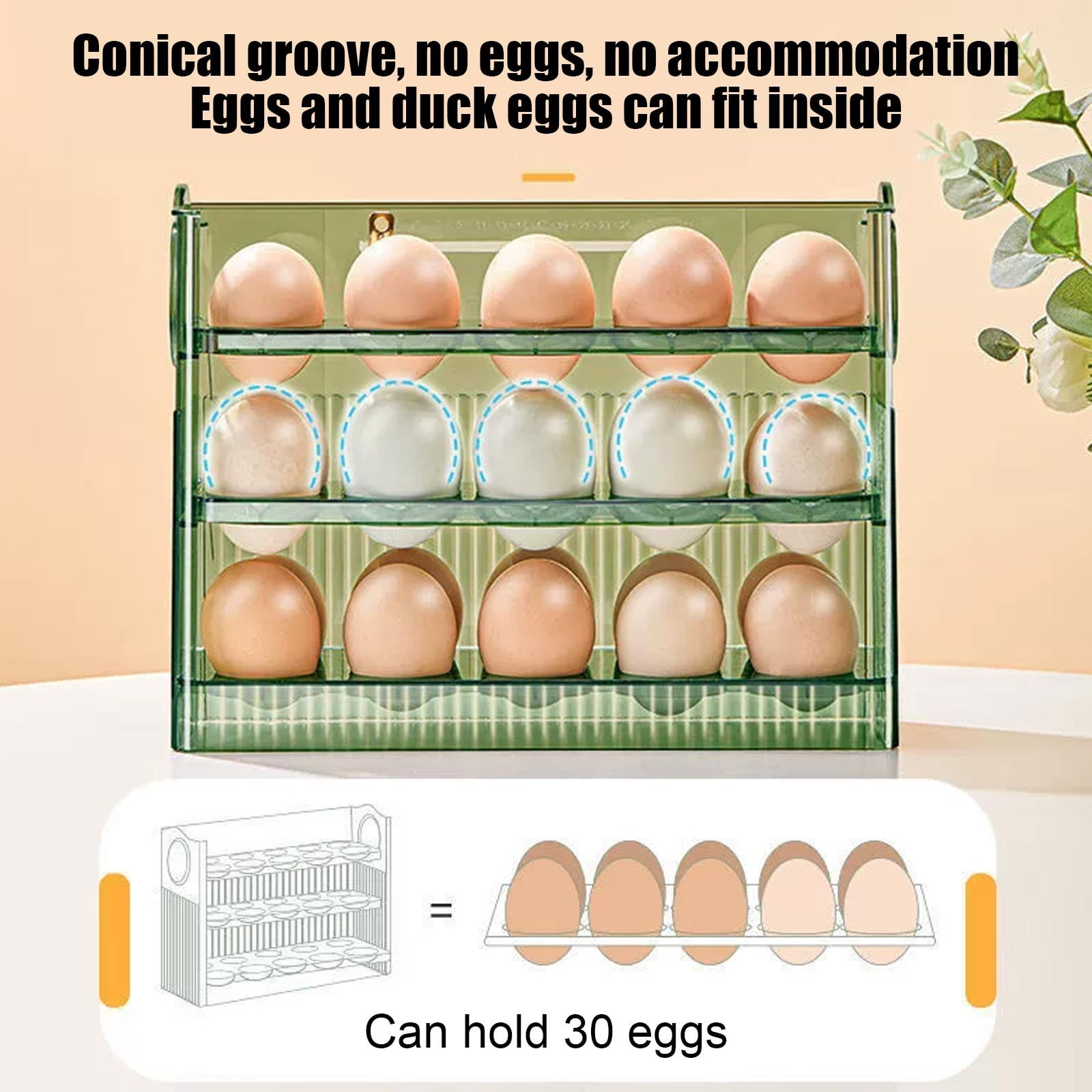Bwiyojiz Organizers and Storage, Egg Storage Box Refrigerator Side Door Storage Rack Kitchen Egg Tray Fresh Keeping Box Egg Box with Automatic Rebounds on The Side, Man Gifts