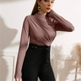 thumbnail image 5 of BLVB Women's Fall Spring Long Sleeve Basic Shirts Crewneck Pleated Slim Fitted Going out Tops Tees, 5 of 8