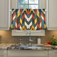 thumbnail image 2 of Yayeee Kitchen Curtains Tier Pair Light Filtering 27"x24" Rod Pocket Short Cafe Window Panel, Red Geometric, 2 of 7