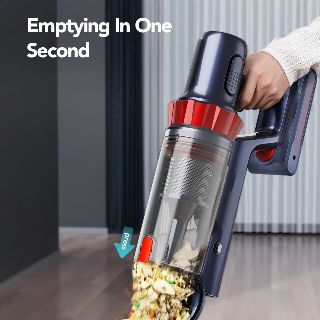 Cordless Vacuum Cleaner, 450W/45Kpa Vacuum Cleaners for Home with Self-Standing, MAX 55Mins Vacuum with LED Display, Anti-Tangled Stick Vacuum, Lightweight Vacuum Cleaner for Carpet/Pet Hair
